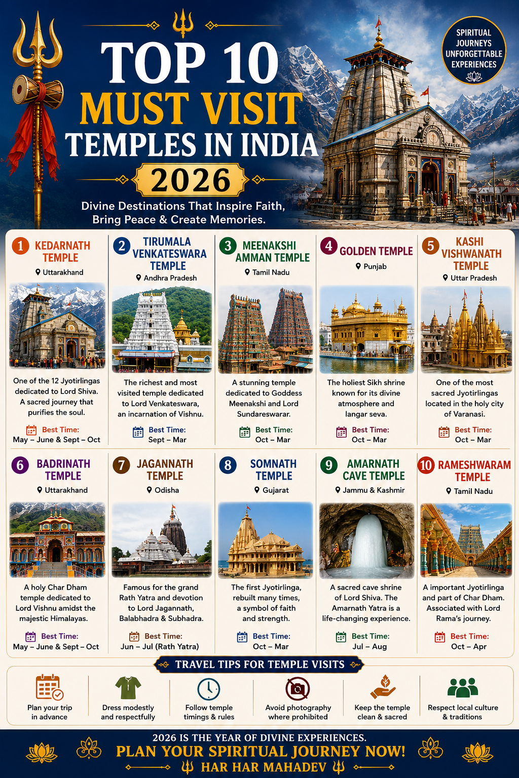 Top 10 Must Visit Temples in India 2026